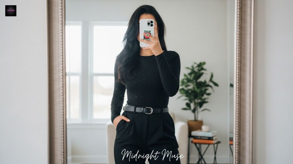 Black Outfit Mirror Selfie Captions