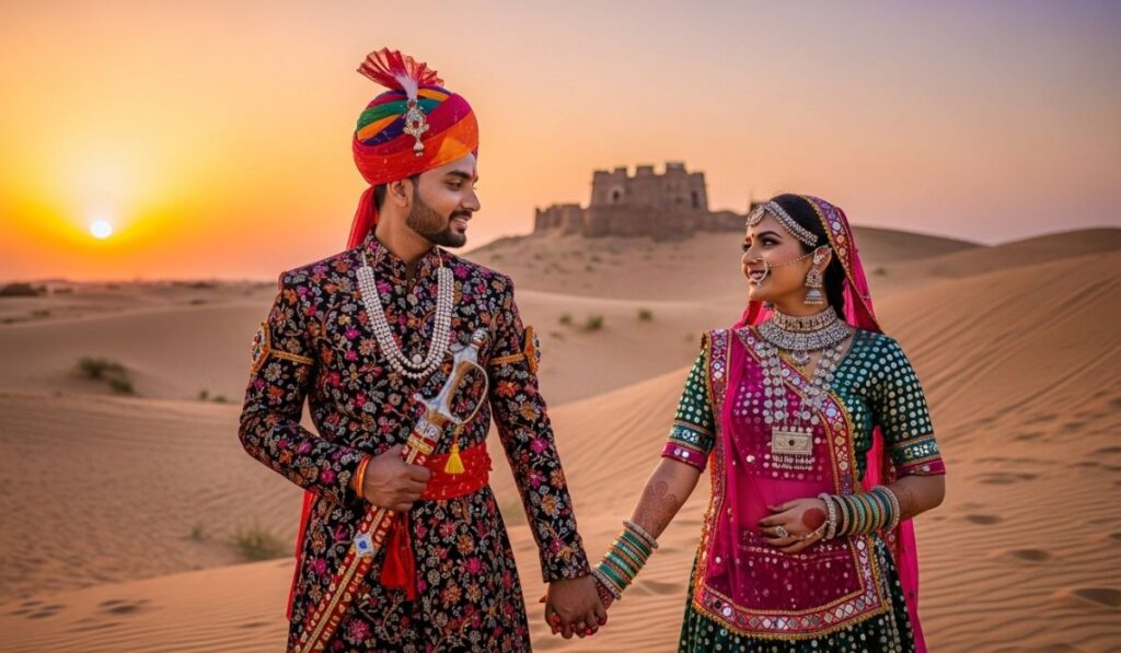 Rajasthani Couple Captions