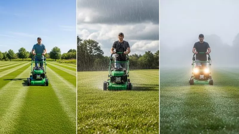 Lawn Mowing in Different Conditions