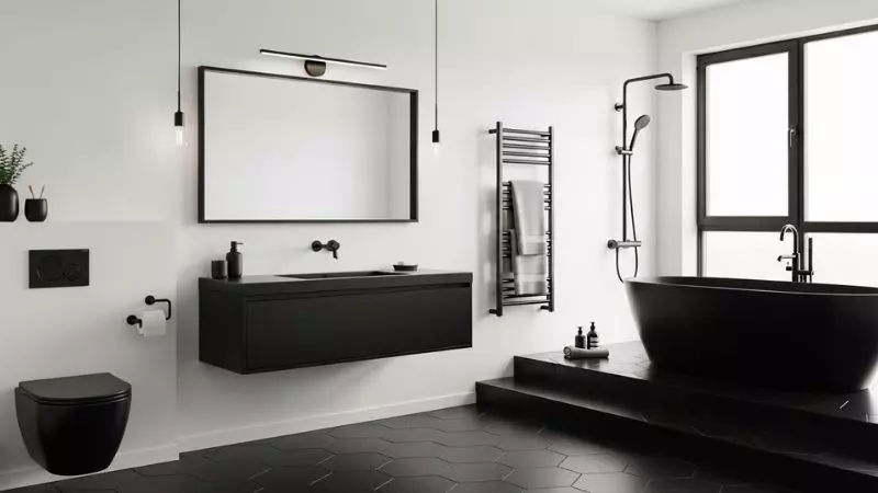 Bathroom Color Ideas with Black Fixtures