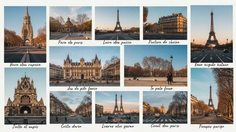 Captions for Paris Trip in French