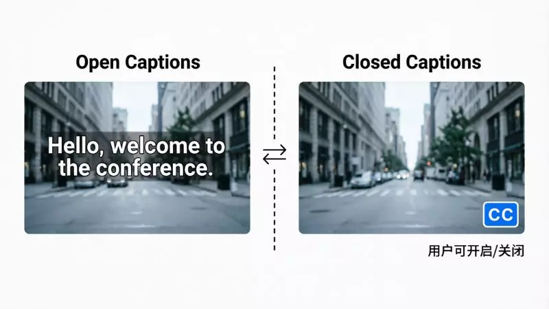 Open vs Closed Captions